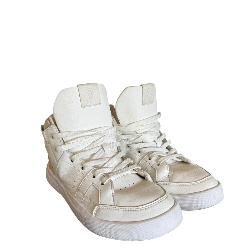 On Cloud The Roger Hi Sneakers Womens Size 9 White Sand Good High Top CloudTec